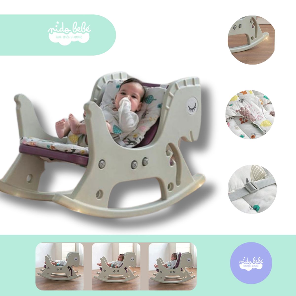 GENERICO - Mecedora para bebé multifuncional con 3 posiciones ajustables
