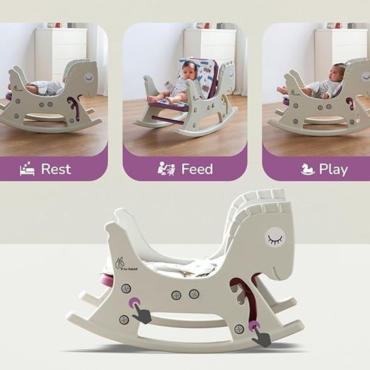 GENERICO - Mecedora para bebé multifuncional con 3 posiciones ajustables