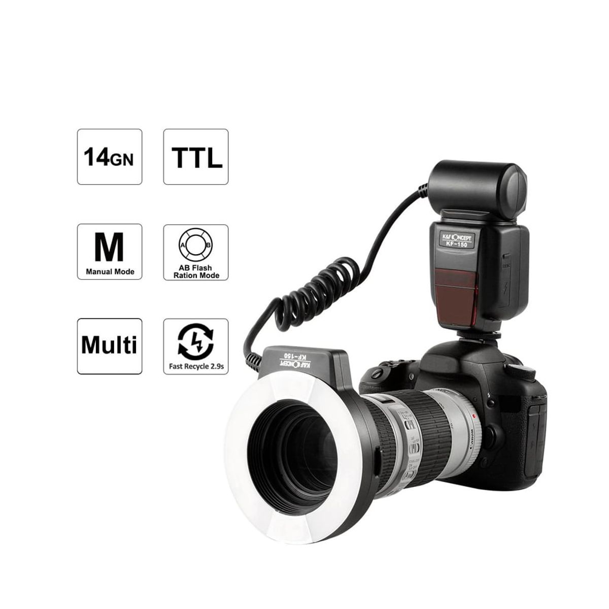 K&F CONCEPT - Flash Macro K&F Concept KF-150 para Nikon KF22005