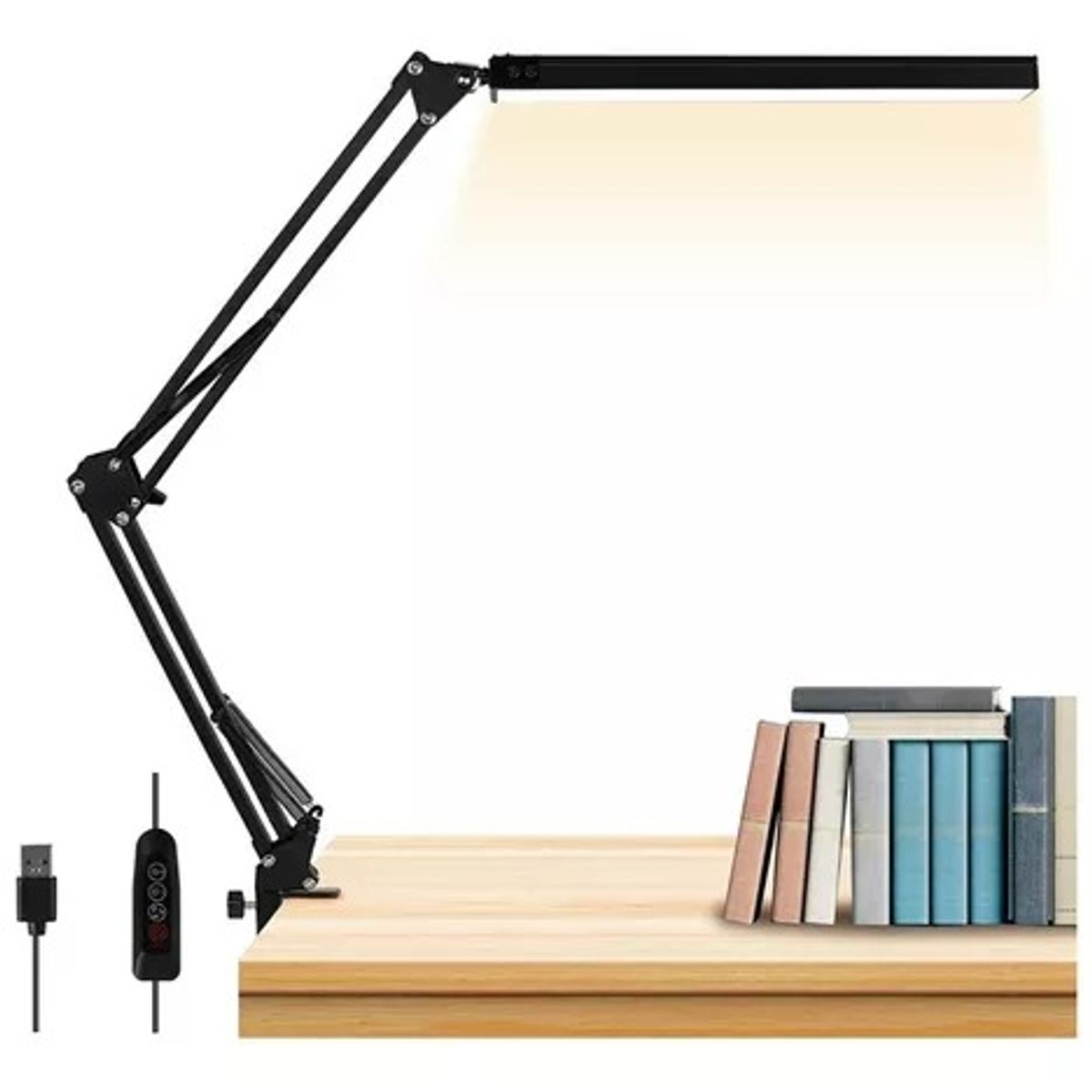 OEM - Lampara para Escritorio Mesa Luz Led Brazo Plegable 12W 360° USB