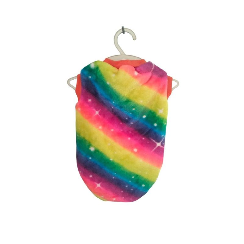 GENERICO - Capa arcoiris de felpa para mascotas perros y gatos talla 2