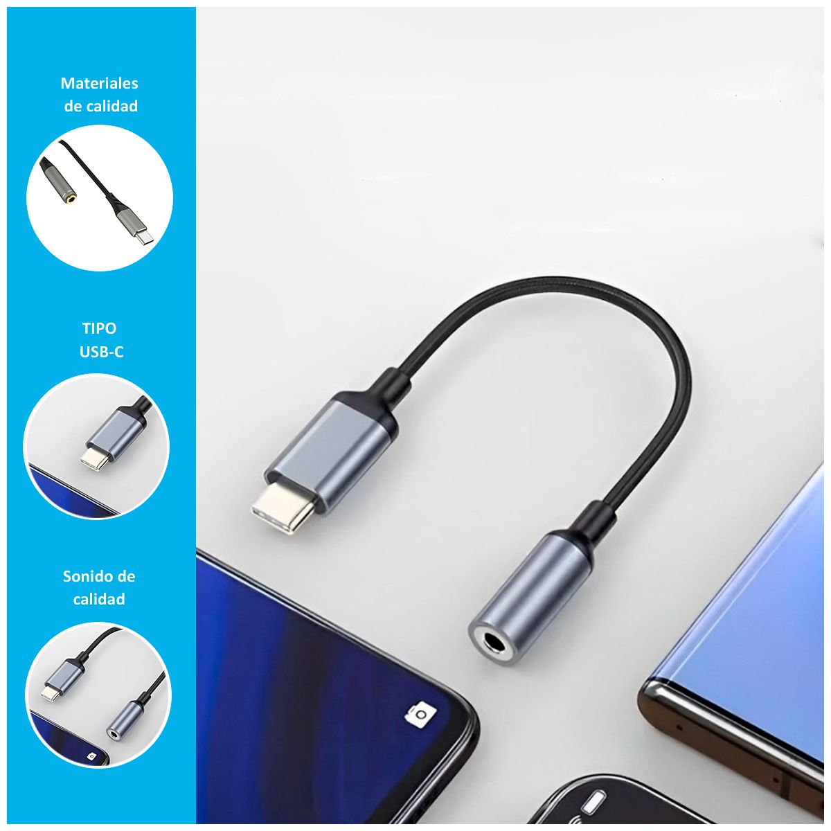 GENERICO - Cable BC-028t con Adaptador de Audio a USB-C de 35mm