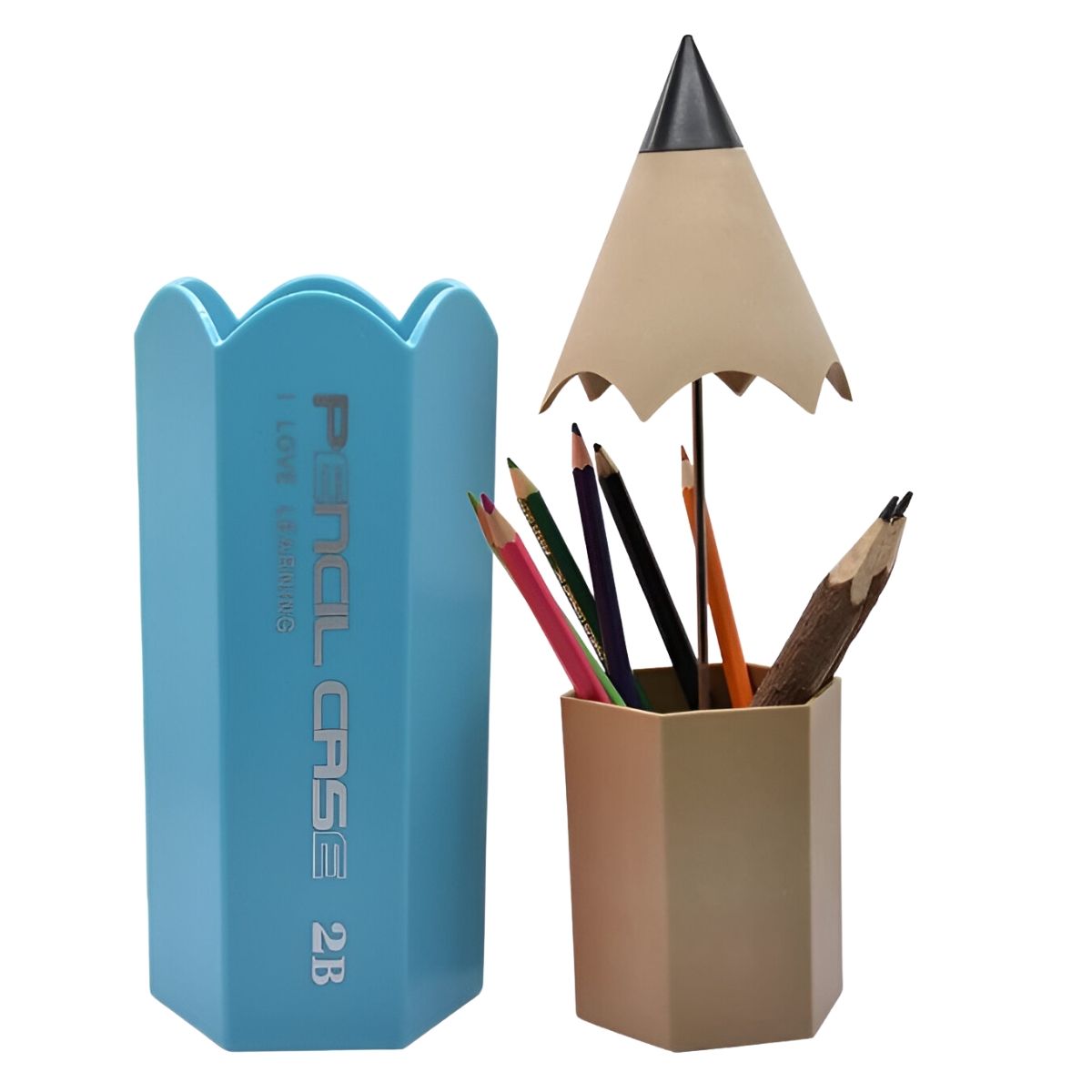 ELMEJORPRECIO - Organizador Para Plumones Lapiceros Modelo Lápiz Celeste