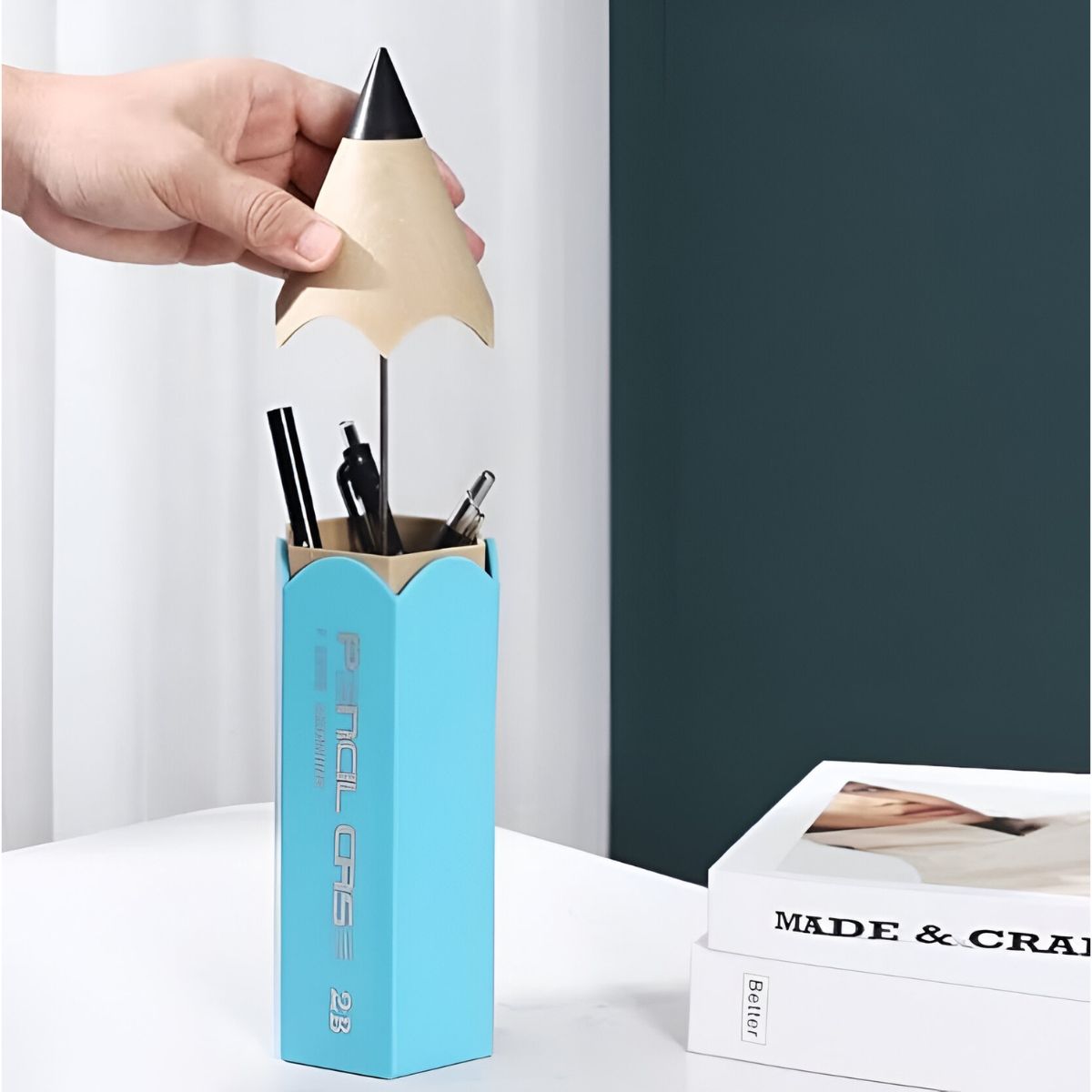 ELMEJORPRECIO - Organizador Para Plumones Lapiceros Modelo Lápiz Celeste