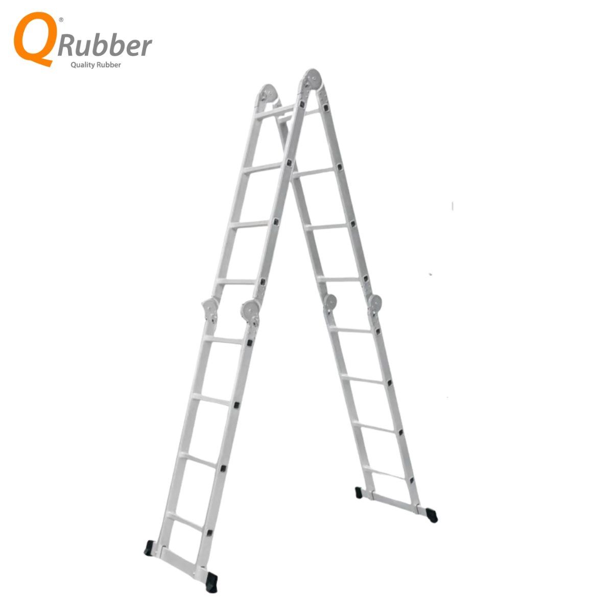 QRUBBER - Escalera multiposición articulada aluminio 16 peldaños 4.6 M + Plataformas QRubber