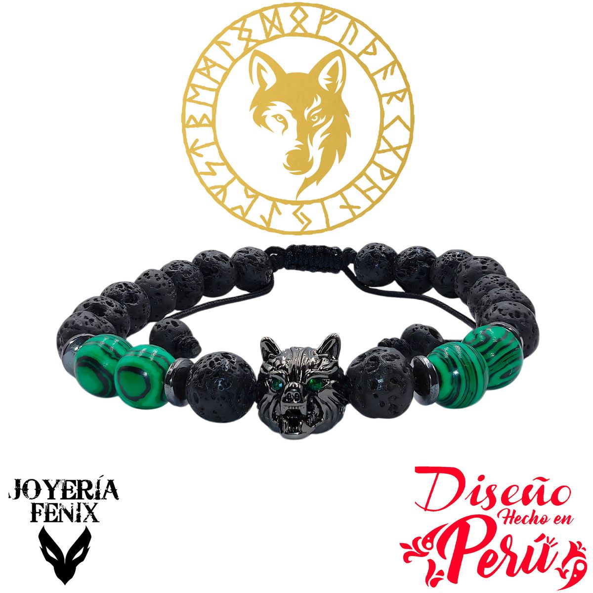 JOYERIA FENIX - Pulsera Piedra Natural Lobo Zircón - Joyería Fenix