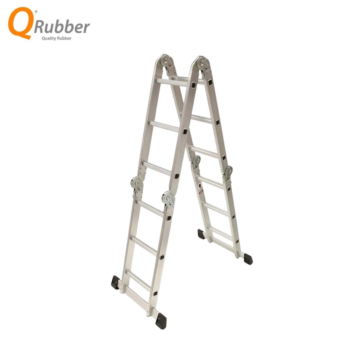 QRUBBER - Escalera multiposición articulada aluminio 12 peldaños 3.5 M + Plataformas QRubber