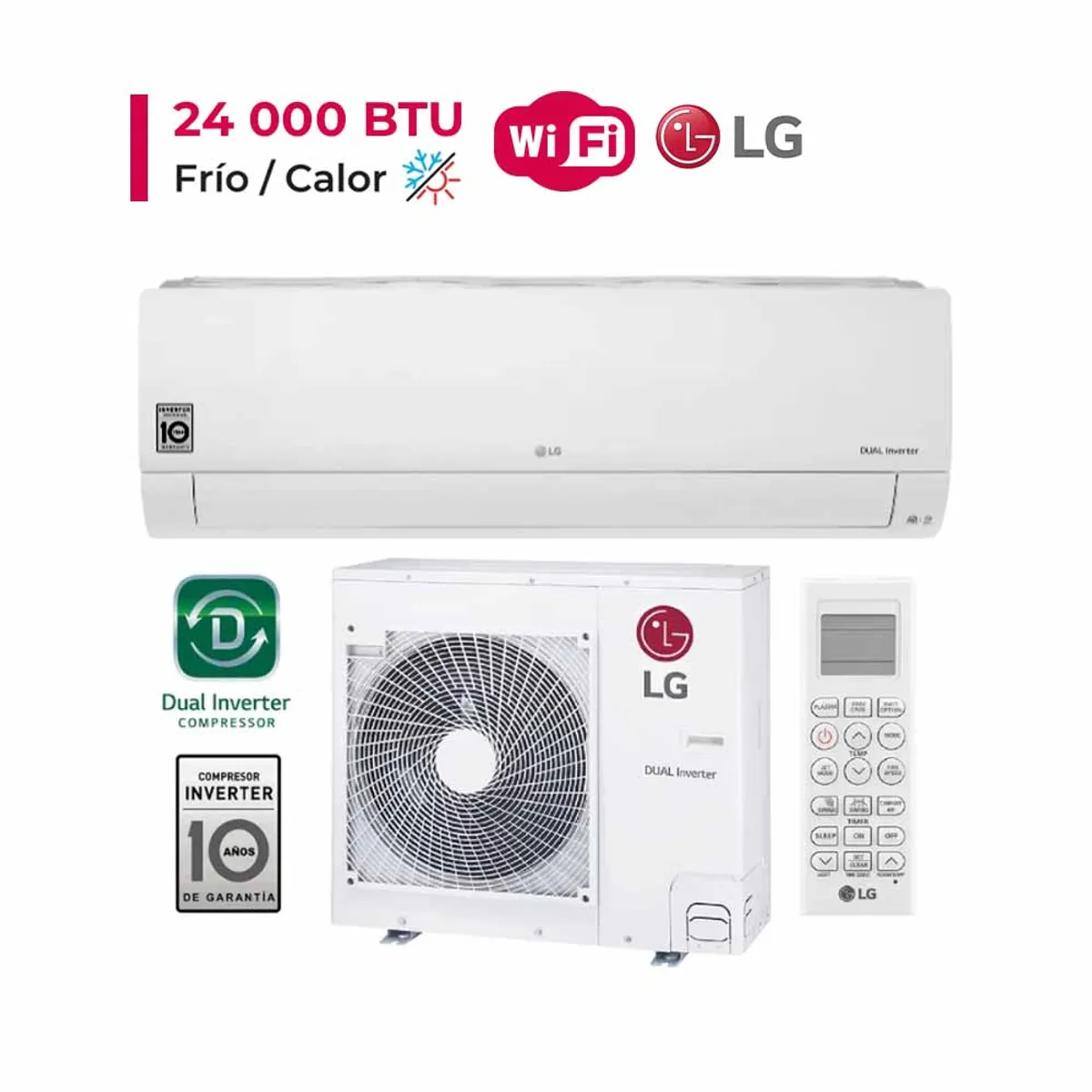 LG - DUALCOOL Aire Acondicionado Inverter 24000 BTU Función FríoCalor