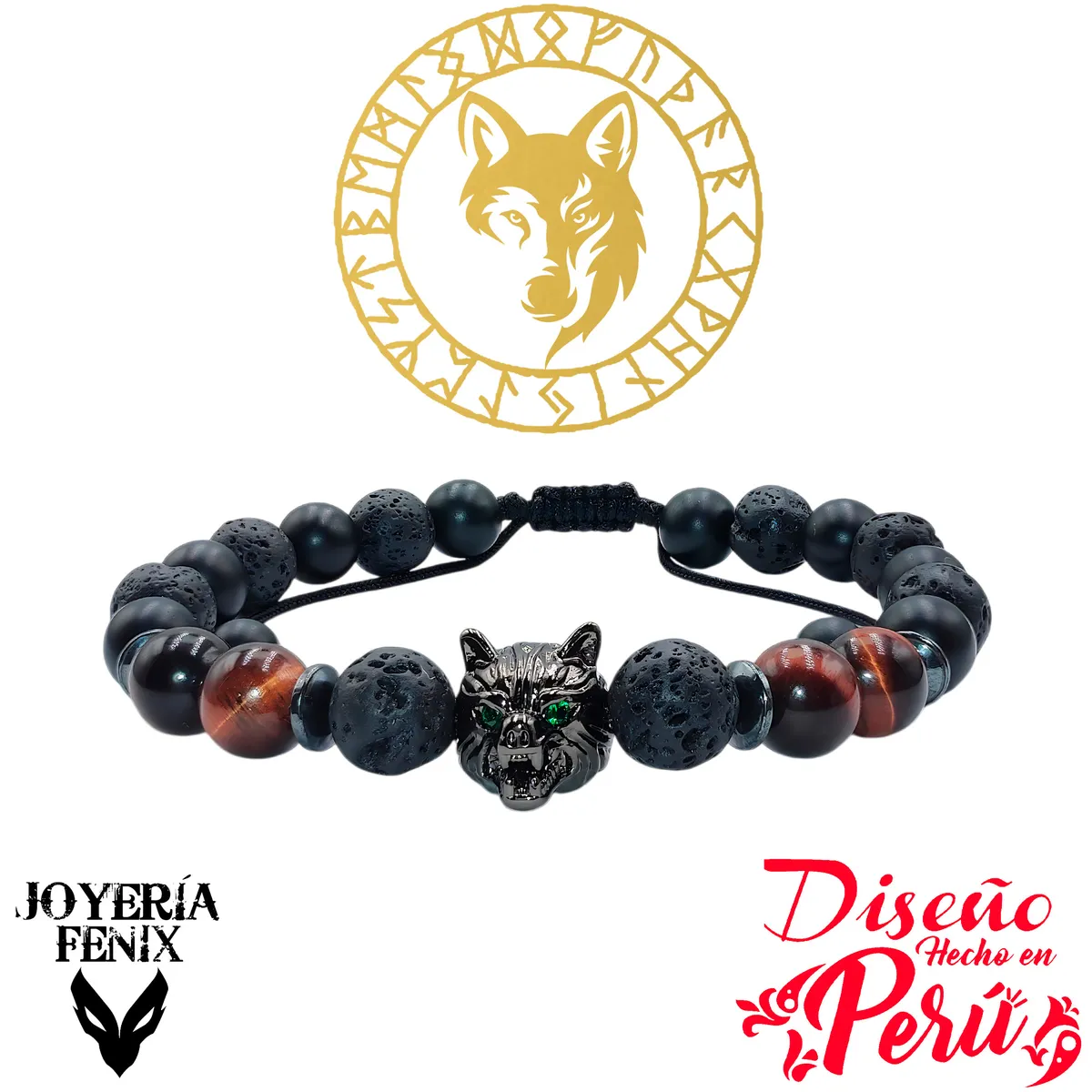 JOYERIA FENIX - Pulsera Piedra Natural Lobo Zircón - Joyería Fenix
