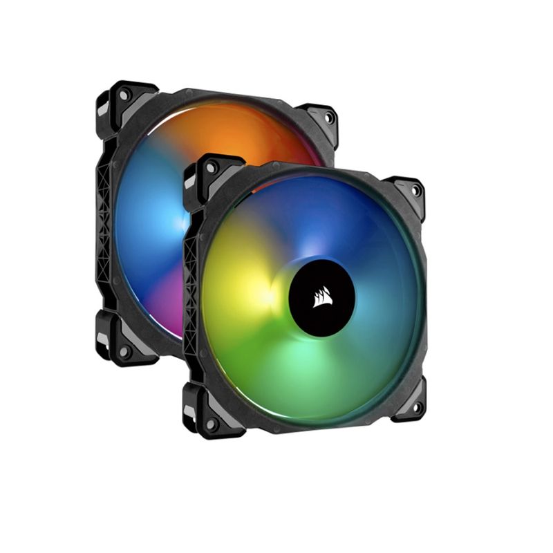 CORSAIR - Kit  2 Unid Fan Corsair ML140 Pro RGB LED 14cm 400-1200RPM PWM Control