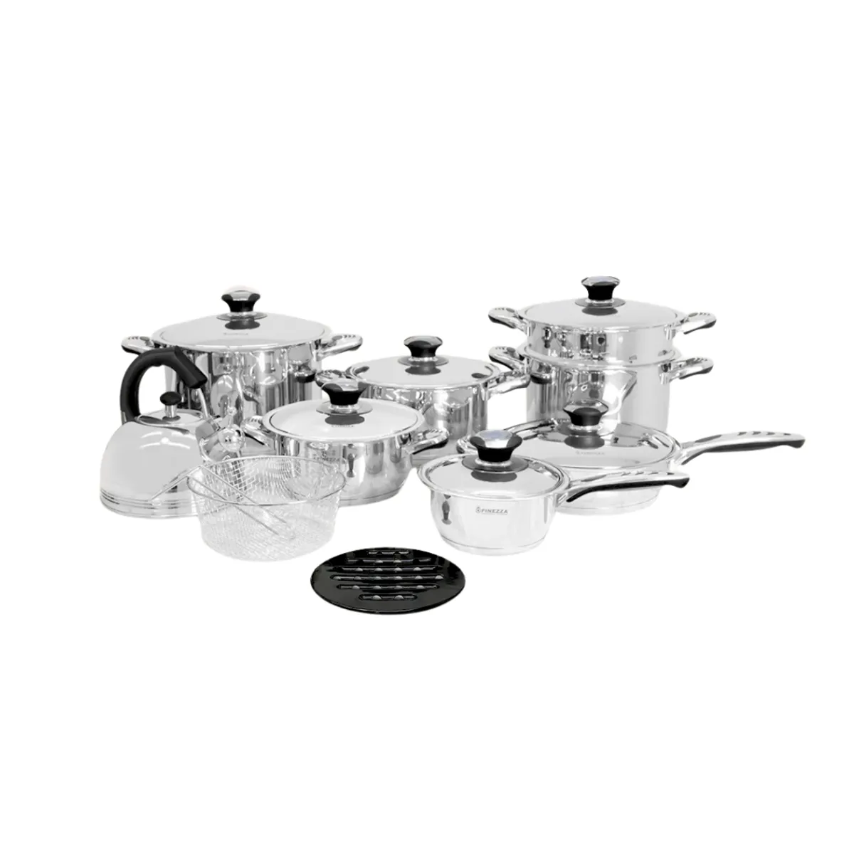 FINEZZA - Juego de Ollas de 18 Piezas FINEZZA de Acero Inoxidable FZ-2018LX