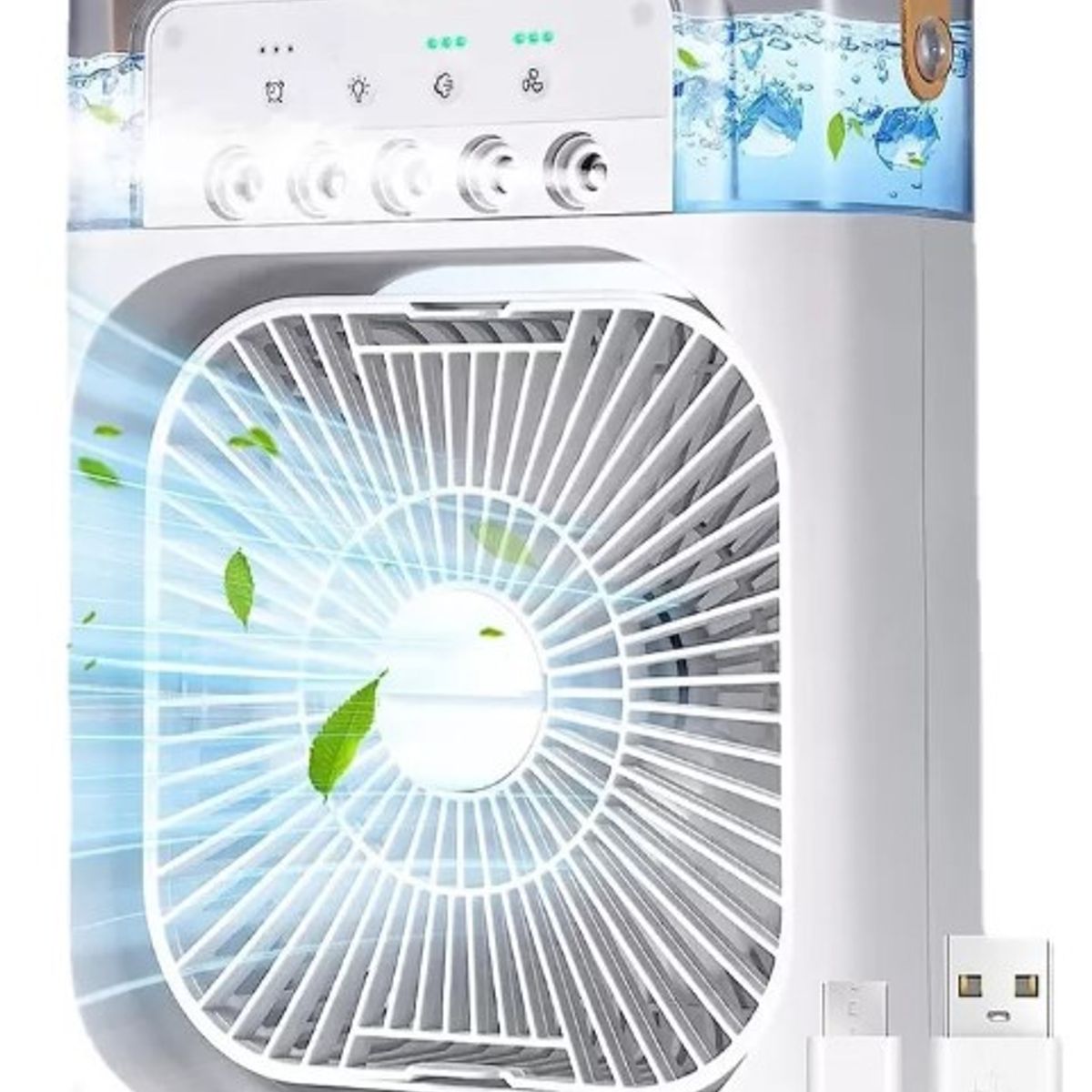 GENERICO - Ventilador De Escritorio y Humificador Con Luz Led 3 En 1  Blanco