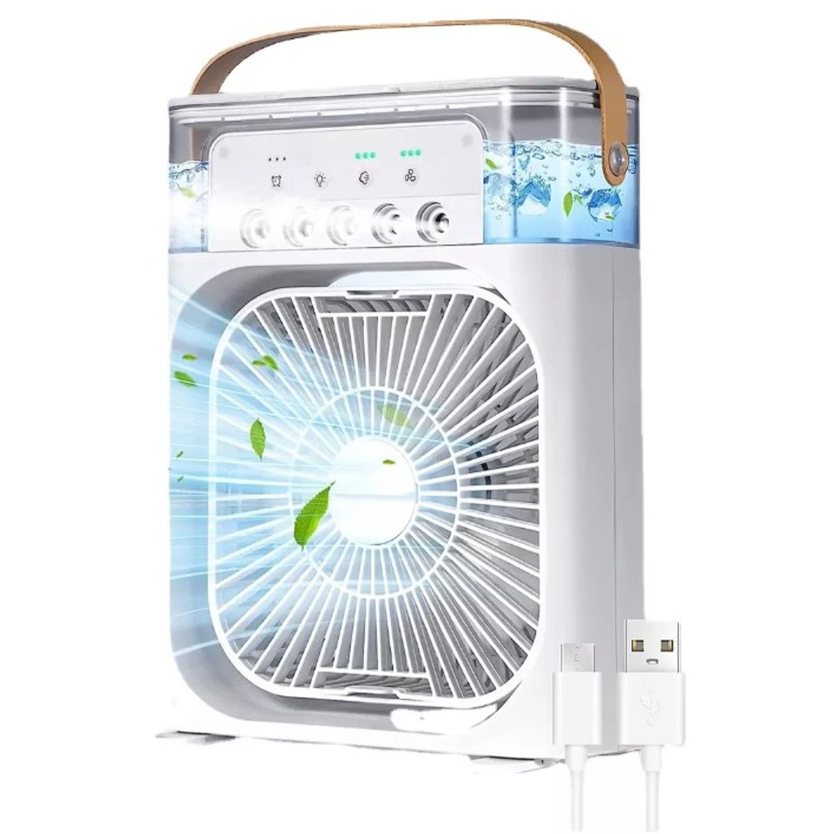 GENERICO - Ventilador De Escritorio y Humificador Con Luz Led 3 En 1  Blanco