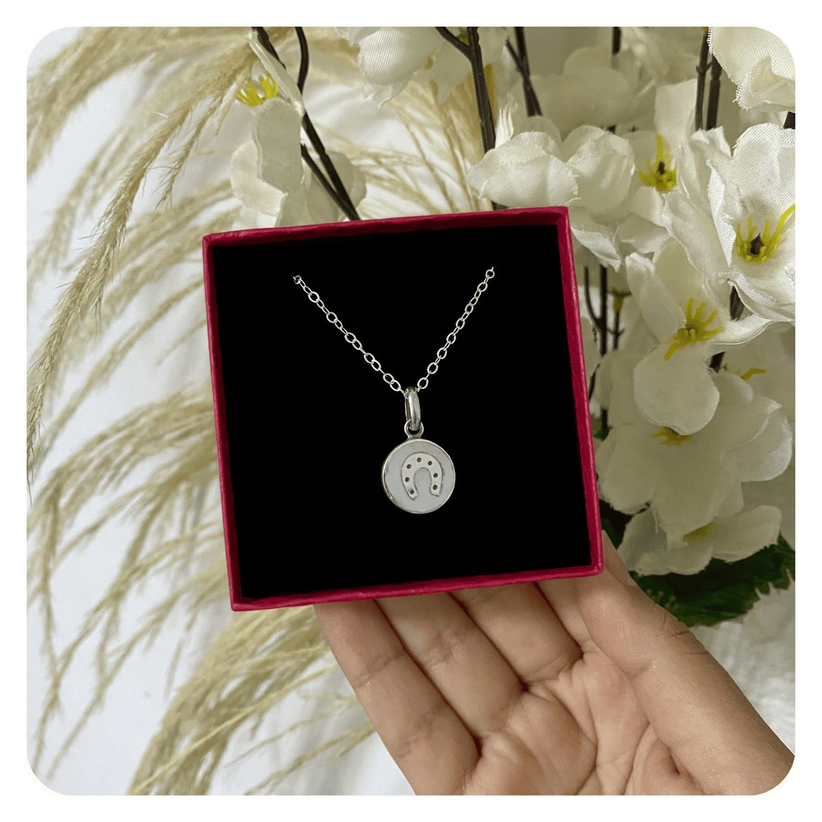 GENERICO - Collar Herradura Piedra Nácar Regalo Mamá Joya Plata