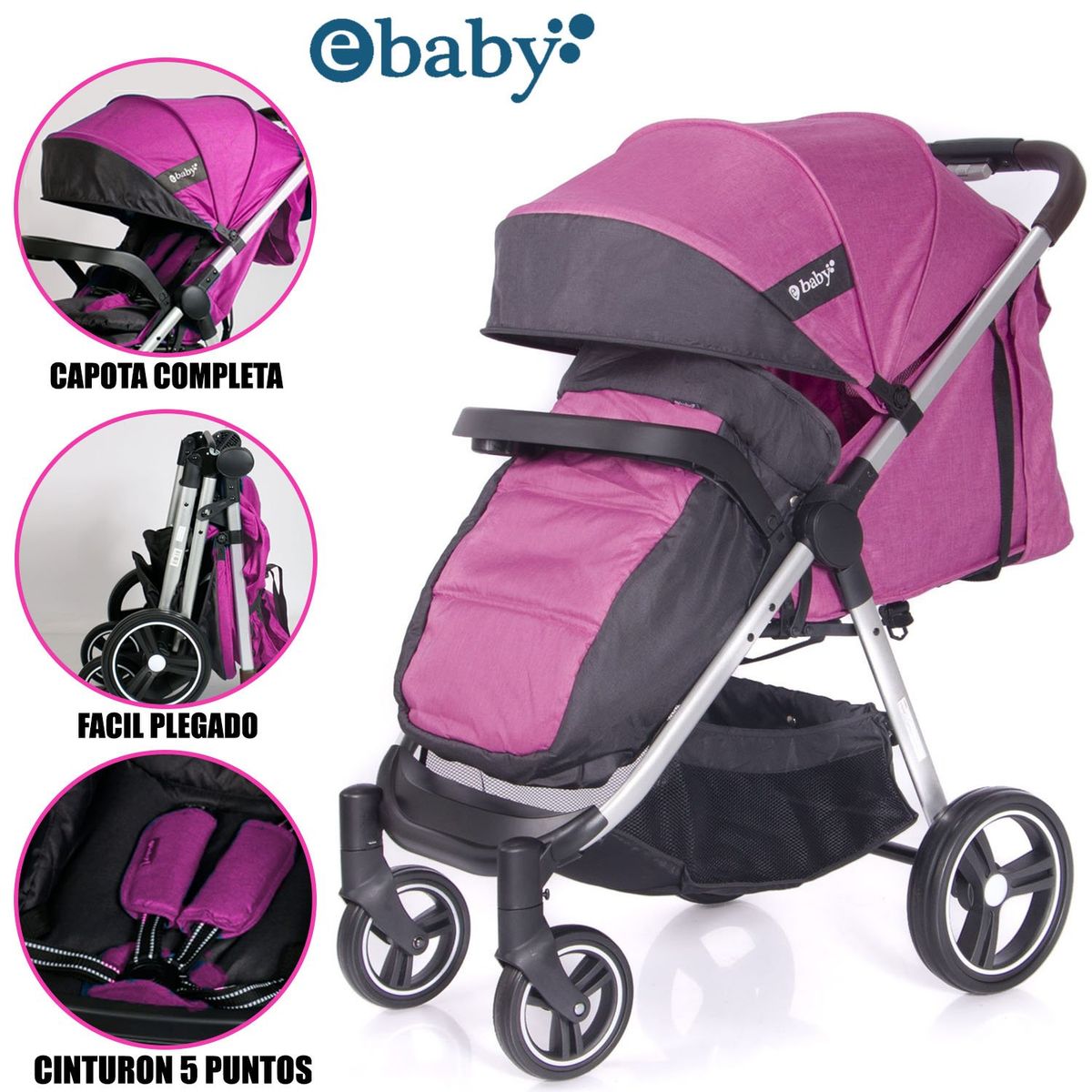 EBABY - Coche de Paseo «Atton Delux» Ebaby Rosado