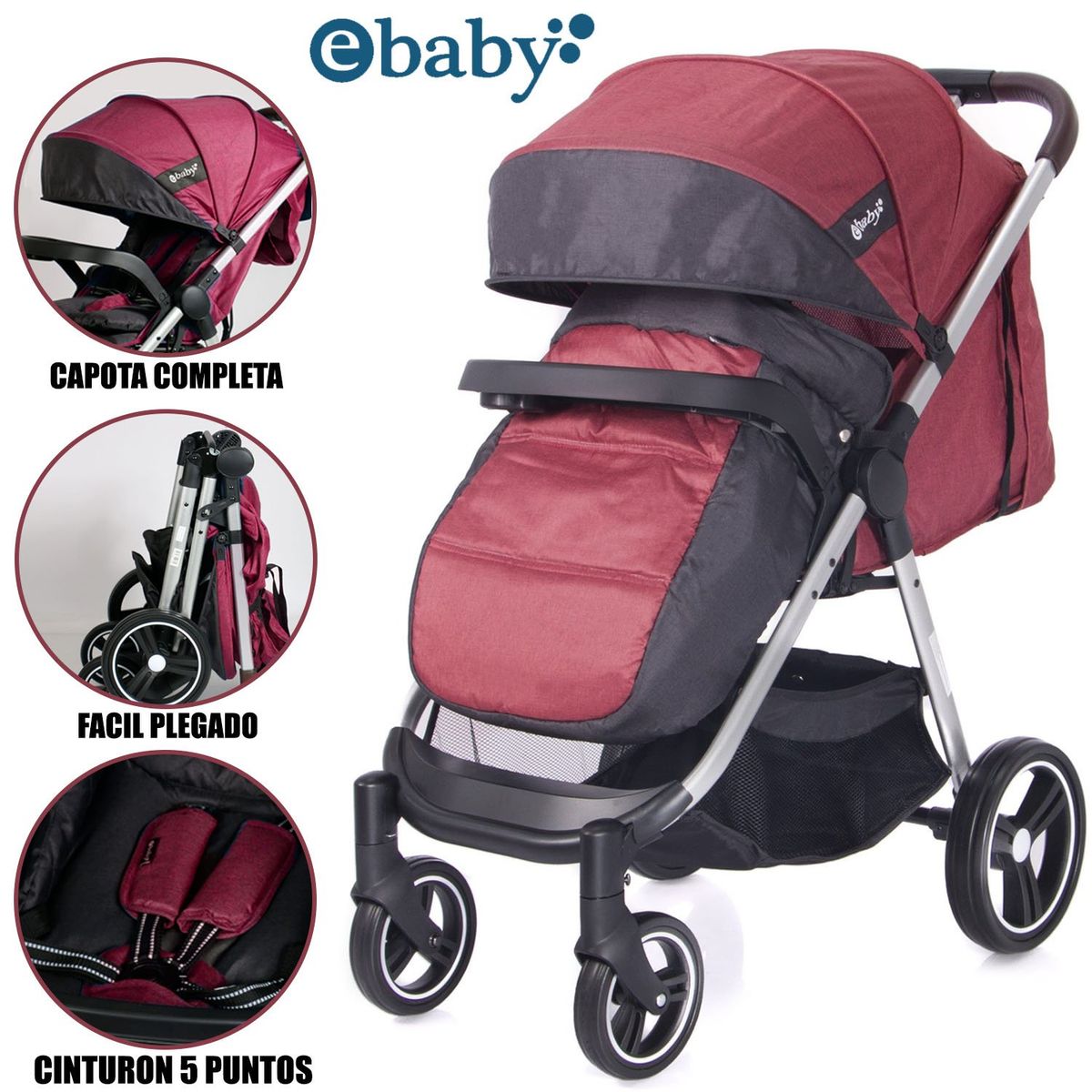EBABY - Coche de Paseo «Atton Delux» Ebaby Rojo