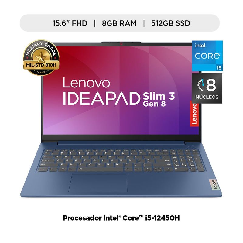 LENOVO - Laptop Lenovo IdeaPad Slim Intel Core i5 12450H 8Gb Ram 512Gb Ssd Pantalla 15.6" Fhd Windows 11