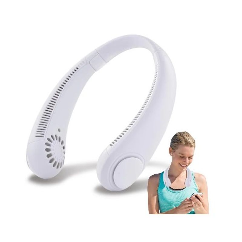 GENERICO - Mini Ventilador Cuello Portátil 3 niveles Recargable Blanco