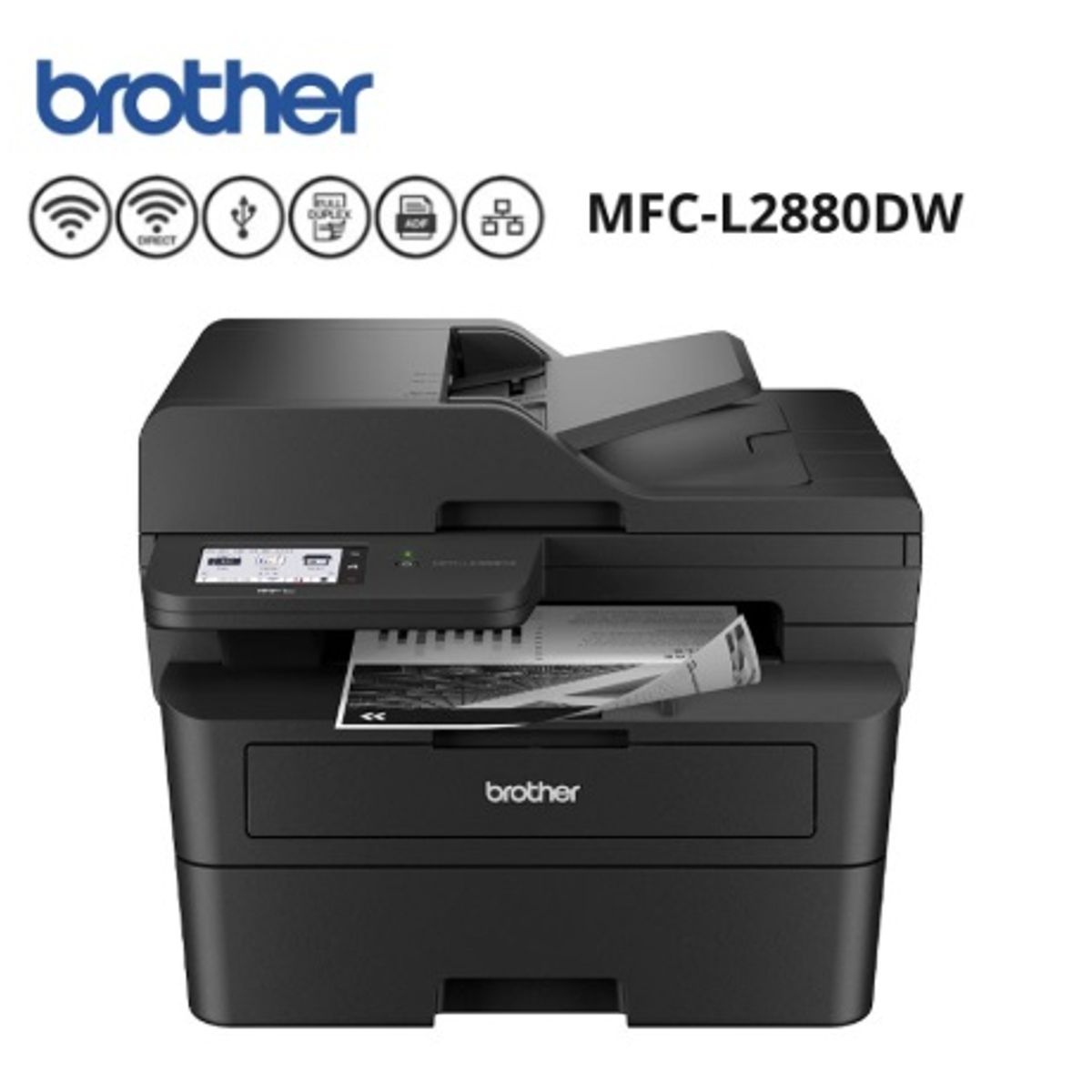 BROTHER - Impresora Brother MFC-L2880DW multifuncional laser Duplex WIFI BN ADF
