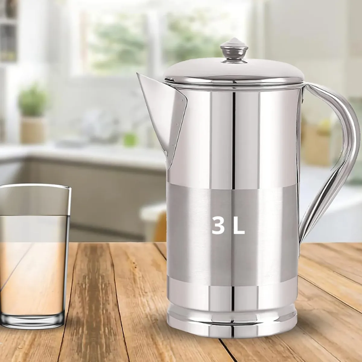 GENERICO - Jarra de agua de acero inoxidable 3 L