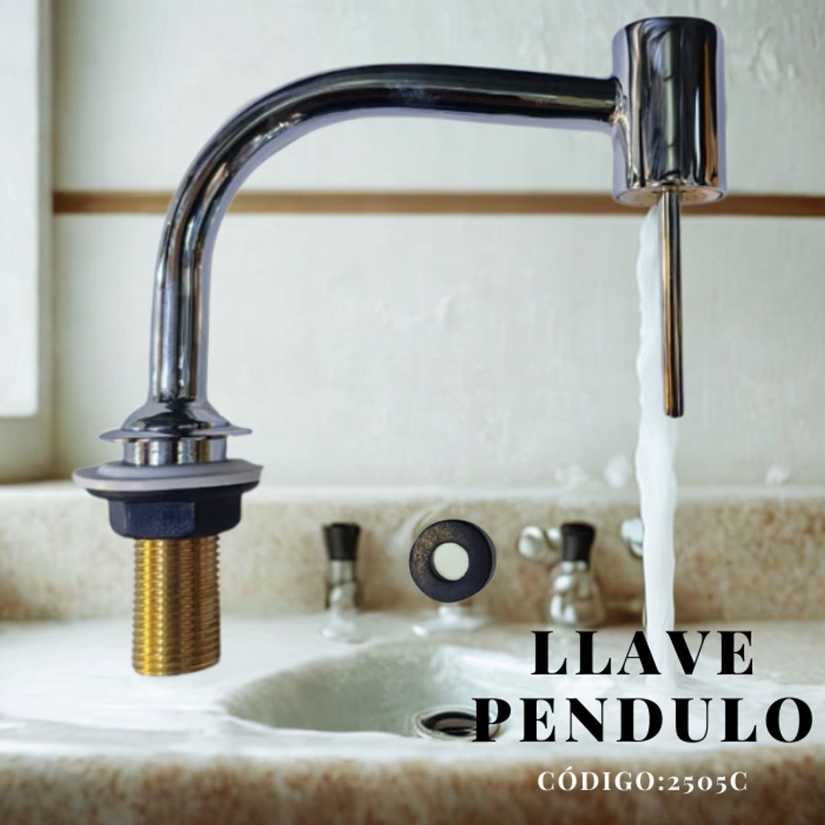 NACIONAL - LLAVE PÉNDULO DE LAVATORIO A L MUEBLE CROMADO