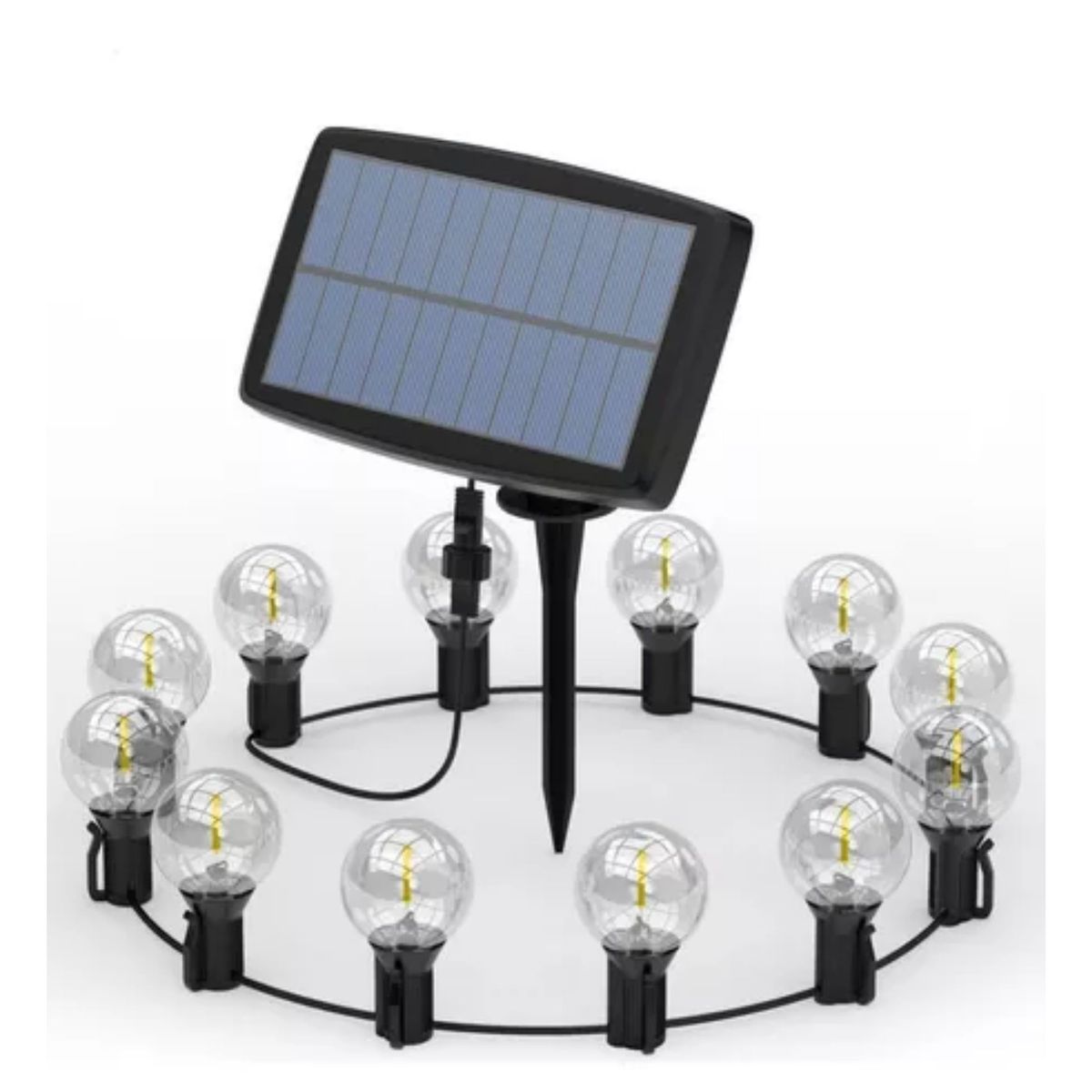 SEISA - Guirnalda Vintage Para Exterior - Carga Solar - 25 focos en 15 metros