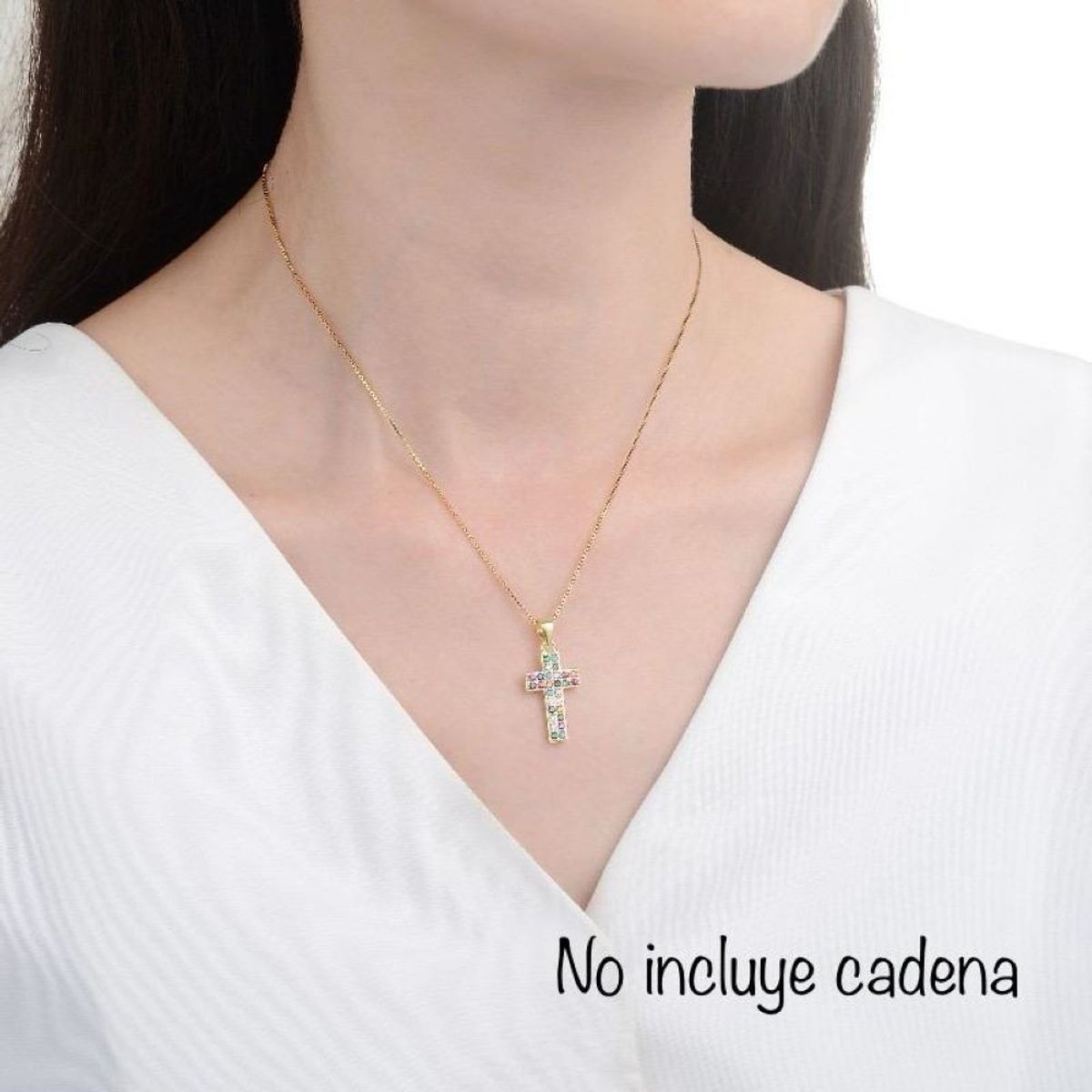 SANTORAL - Dije Cruz Dorada con Brillos - Plata