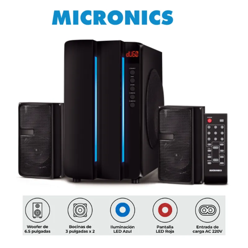 MICRONICS - Sistema De Audio INFINITY 6 MIC S7601 LED SD+USB FM MICRONICS
