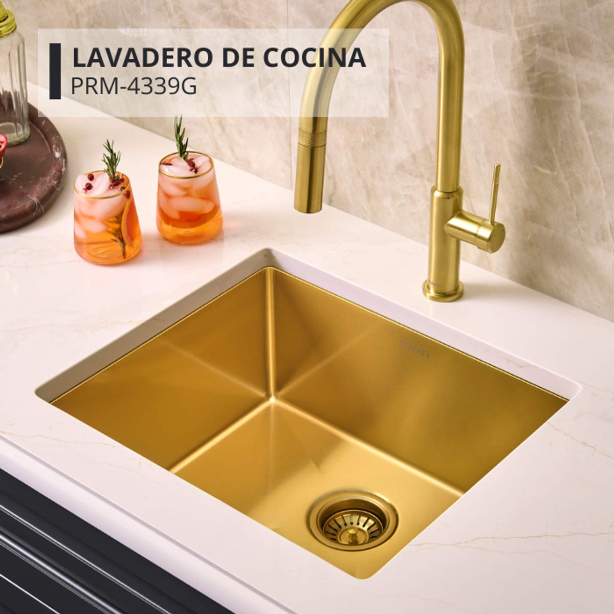 FRATELLI - LAVADERO DE COCINA ACERO INOXIDABLE DORADO PRM-4339G