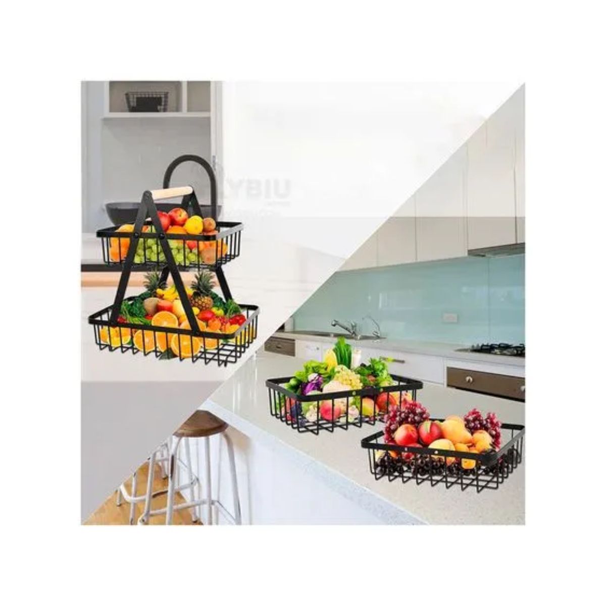 GENERICO - CESTA PARA FRUTA Y VERDURAS 2 NIVELES PREMIUM