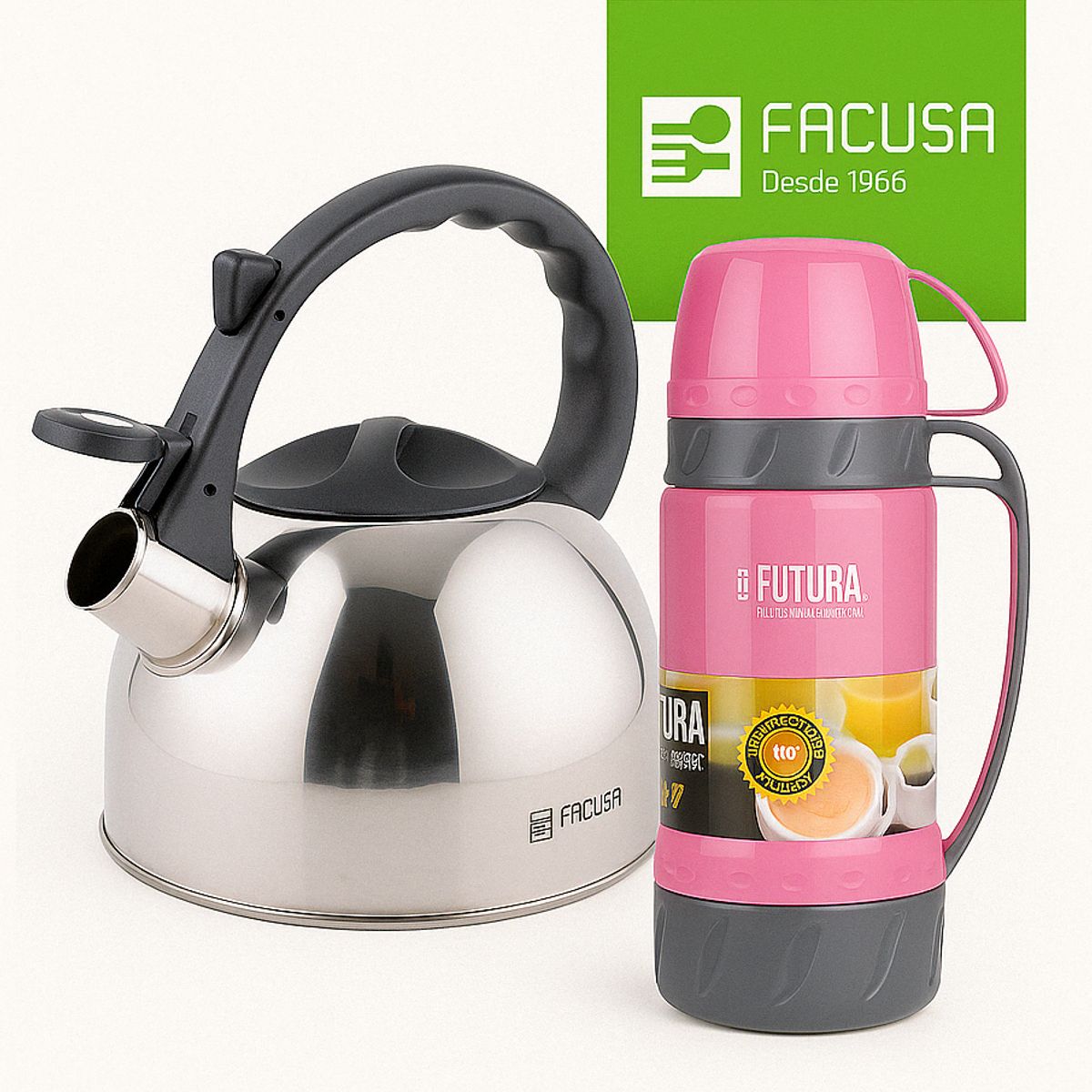 FACUSA - Combo Tetera 2.50 litros Facusa + Termo 1 litro Futura