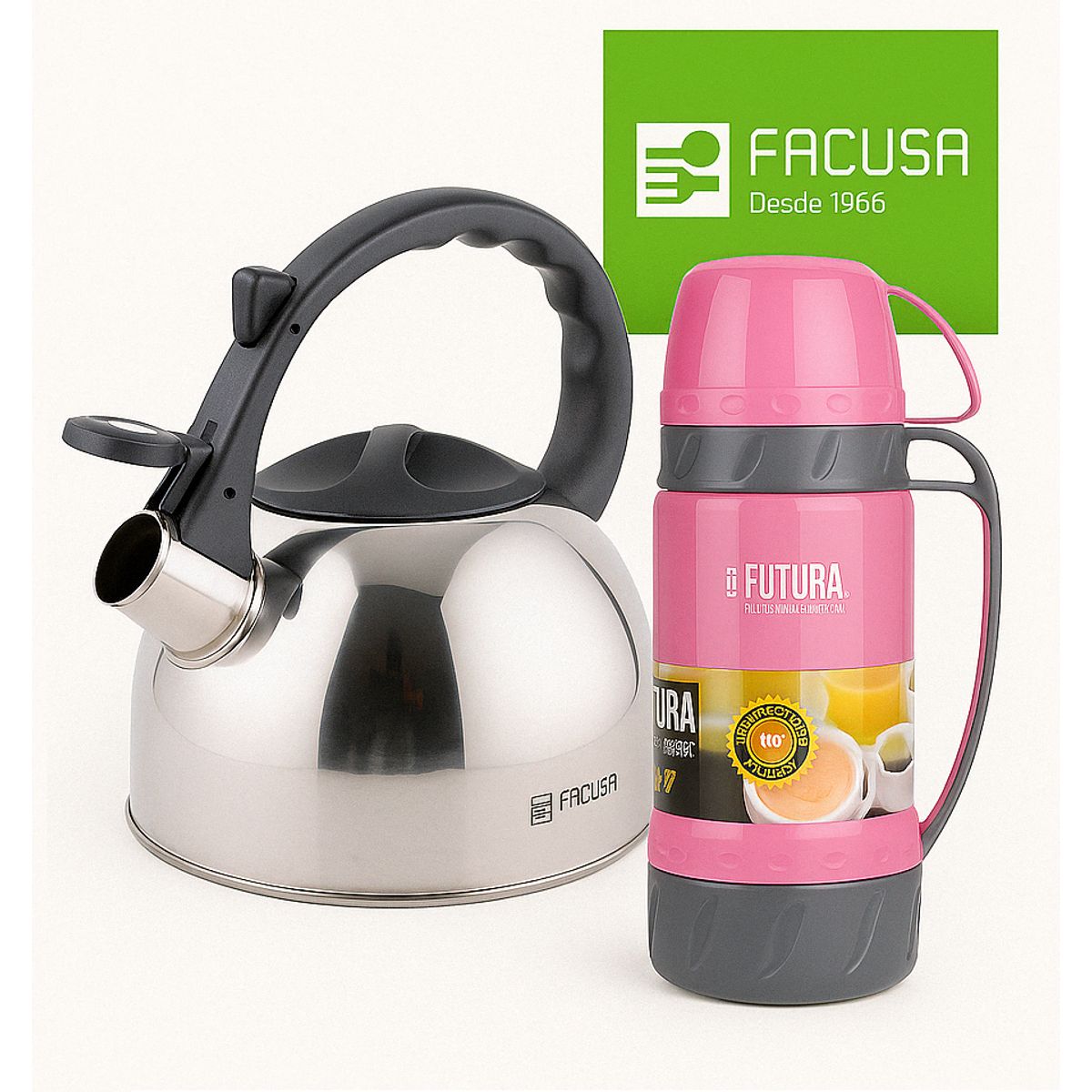 FACUSA - Combo Tetera 2.50 litros Facusa + Termo 1 litro Futura