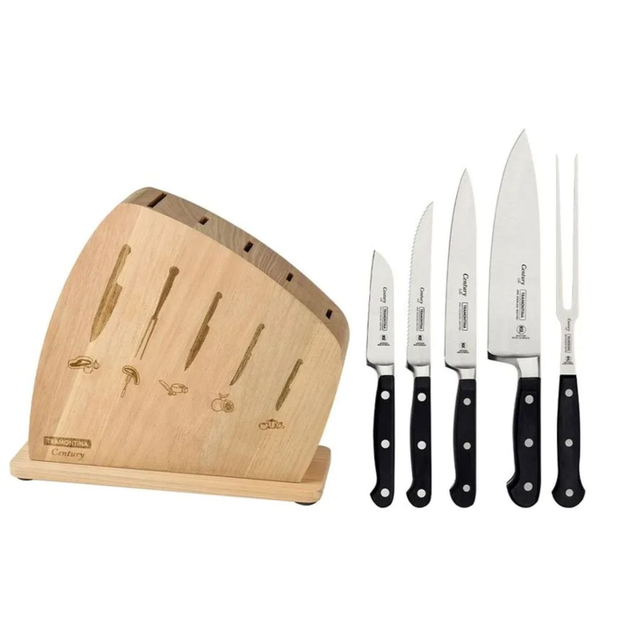 TRAMONTINA - Juego de Cuchillos x6 pzas cTaco Madera Century - Tramontina