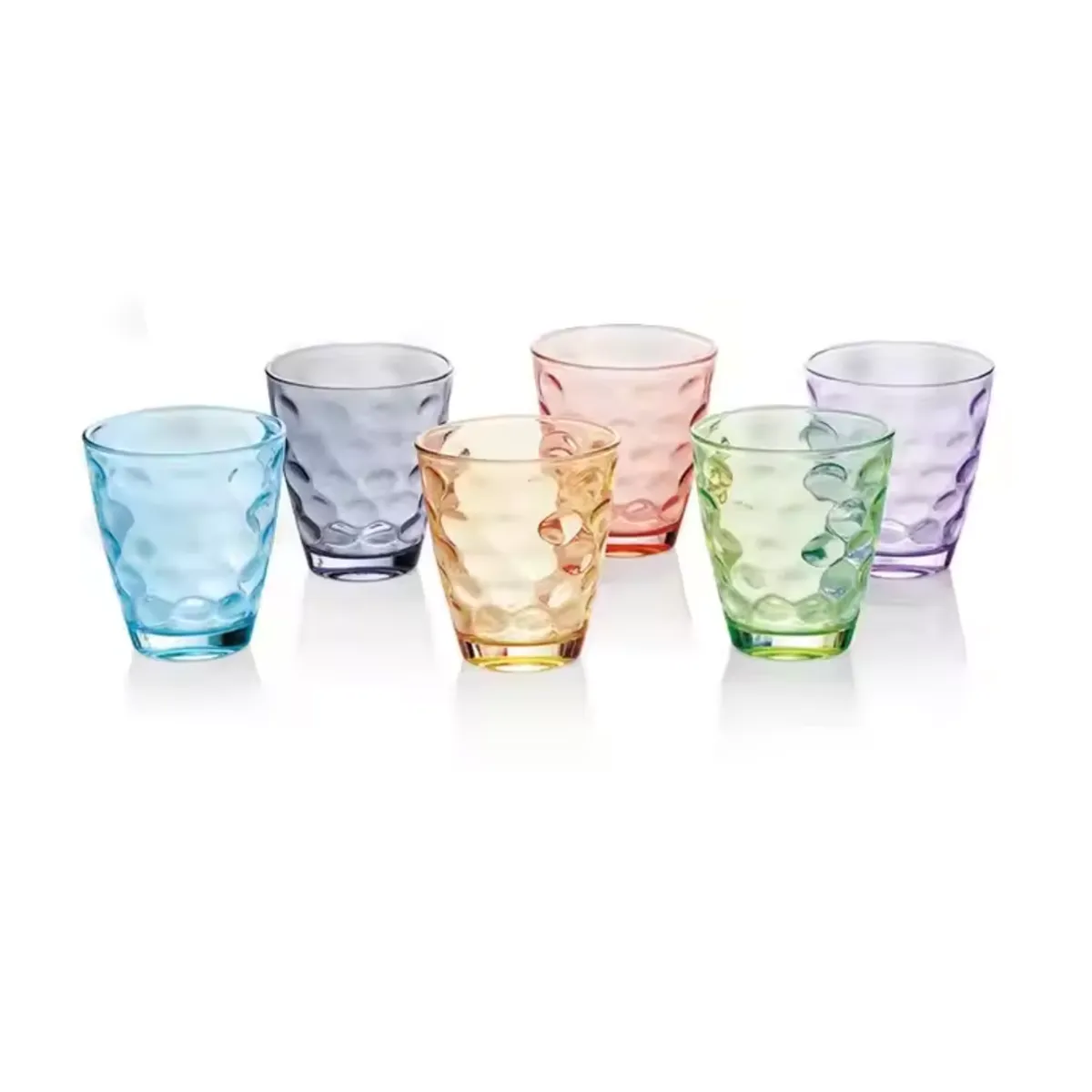 GENERICO - SET DE 6 VASOS DE VIDRIO MULTICOLOR