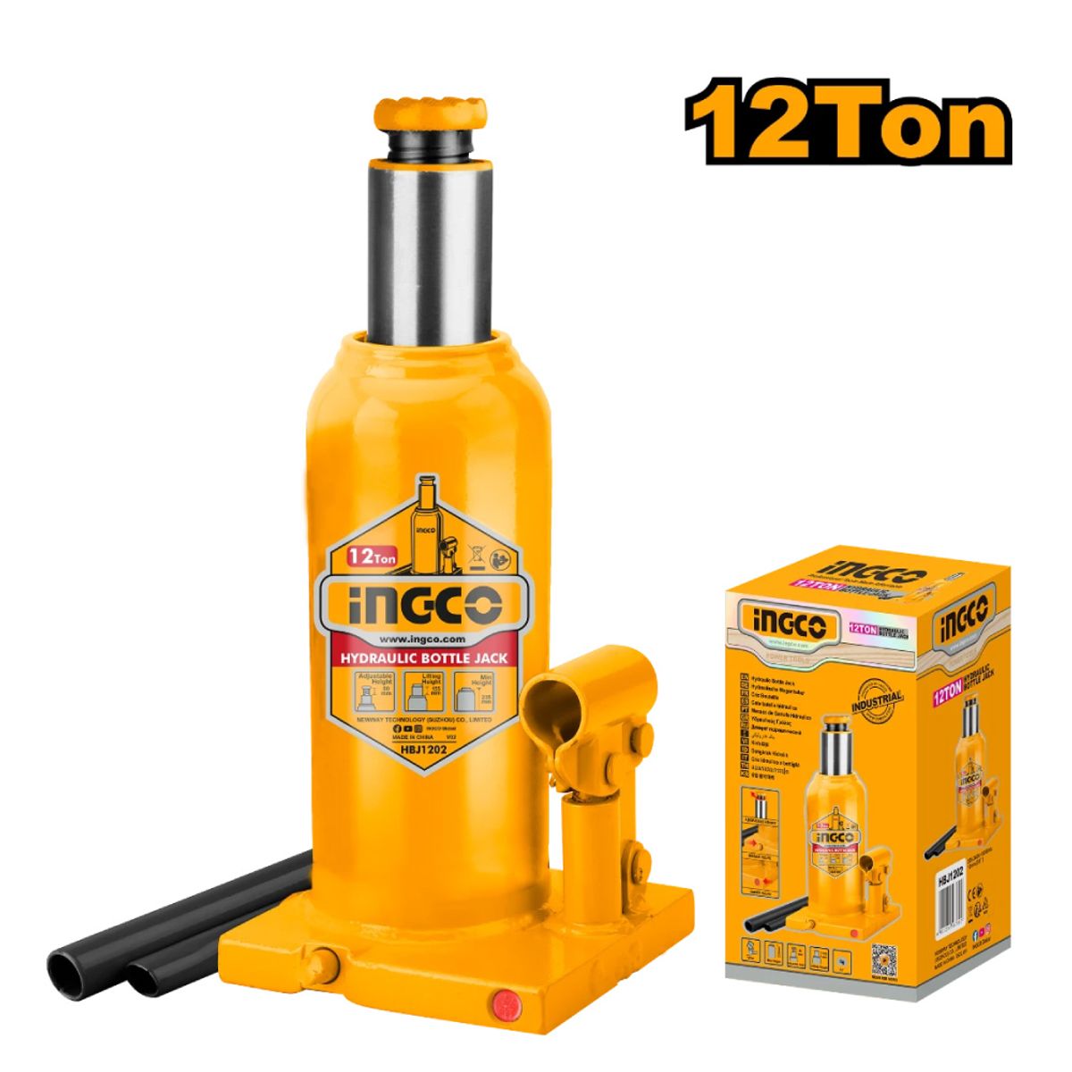 INGCO TOOLS - GATA HIDRÁULICA TIPO BOTELLA 12 TONELADAS INGCO HBJ1202
