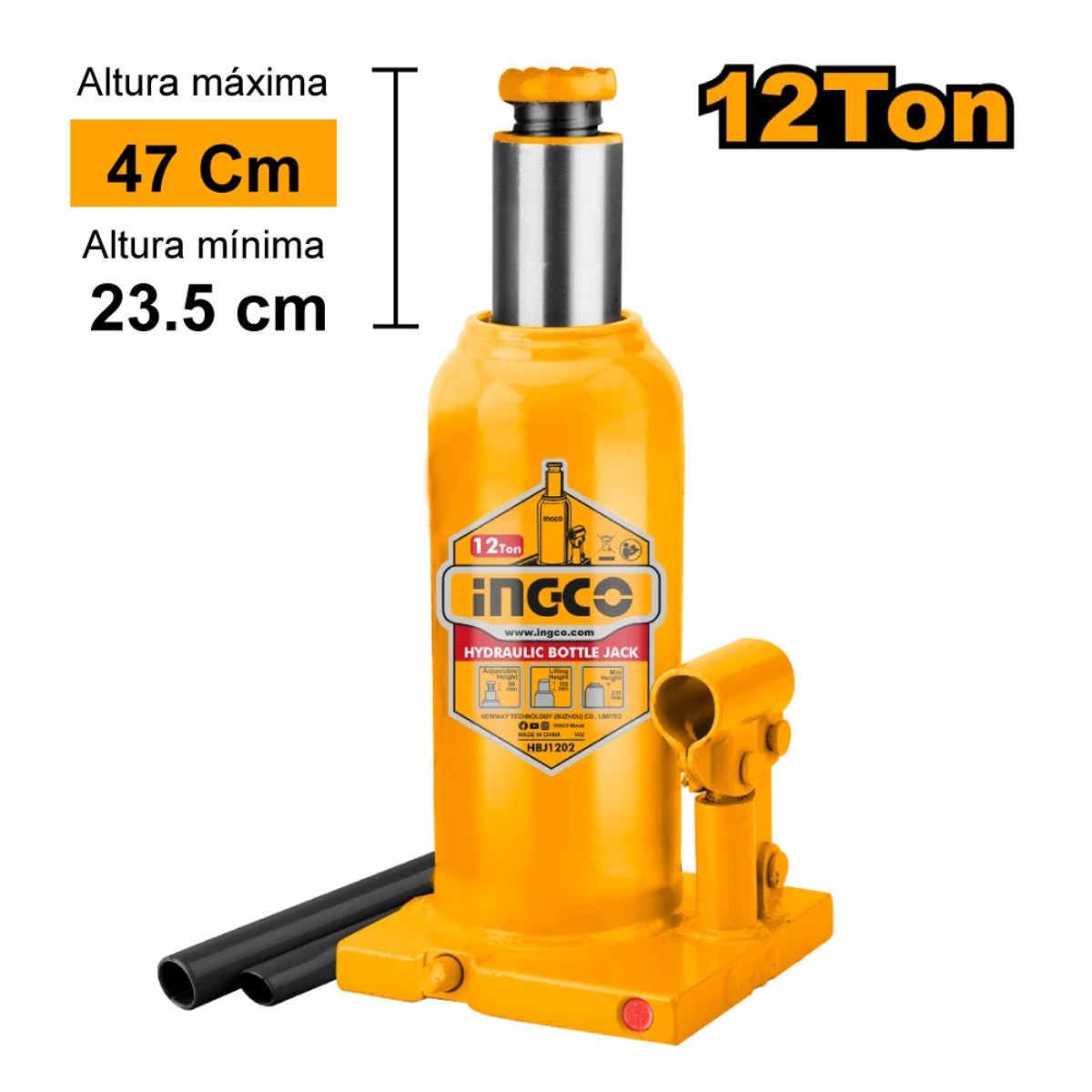 INGCO TOOLS - GATA HIDRÁULICA TIPO BOTELLA 12 TONELADAS INGCO HBJ1202