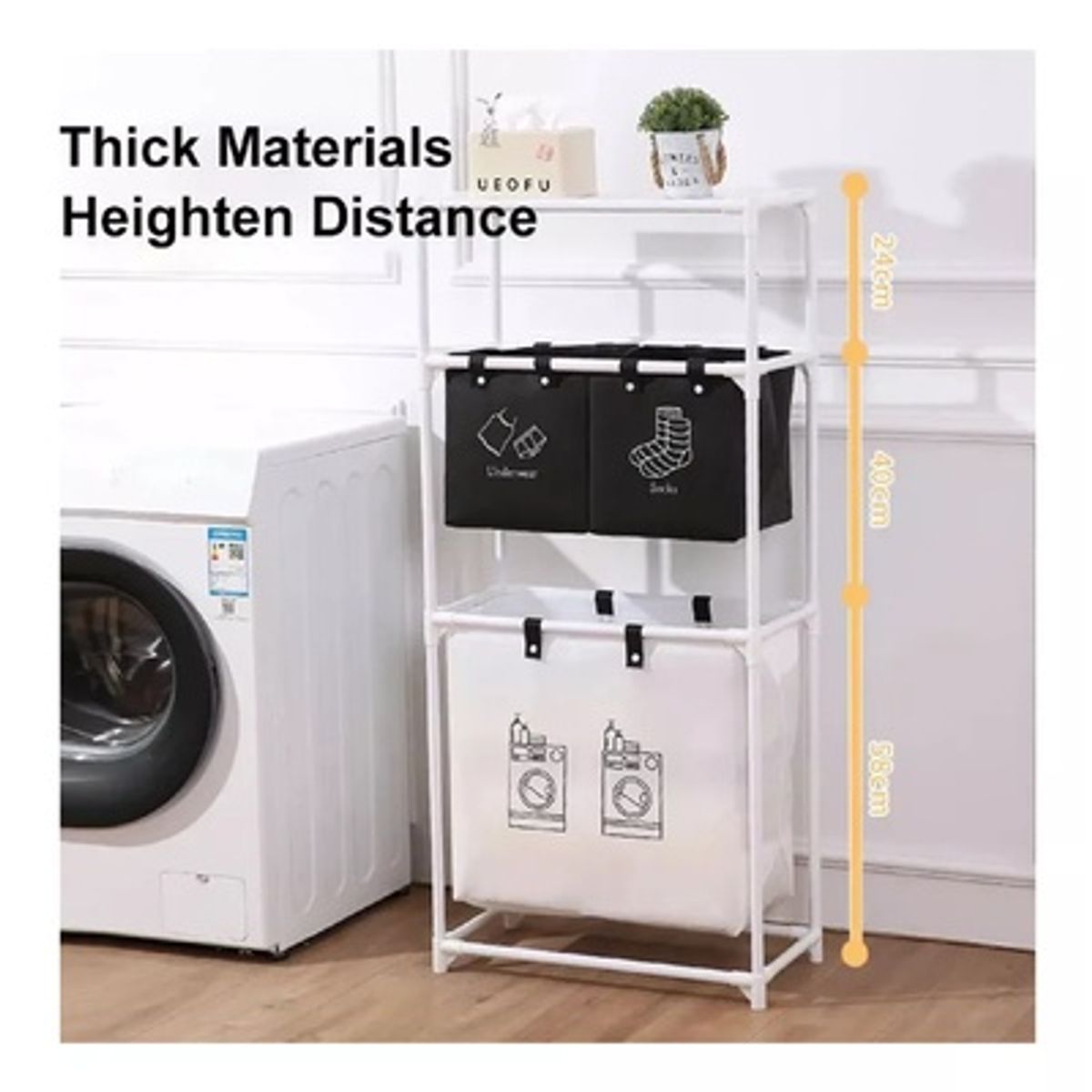 GENERICO - Cesto De Ropa 3 Niveles 4 Secciones Con Repisa