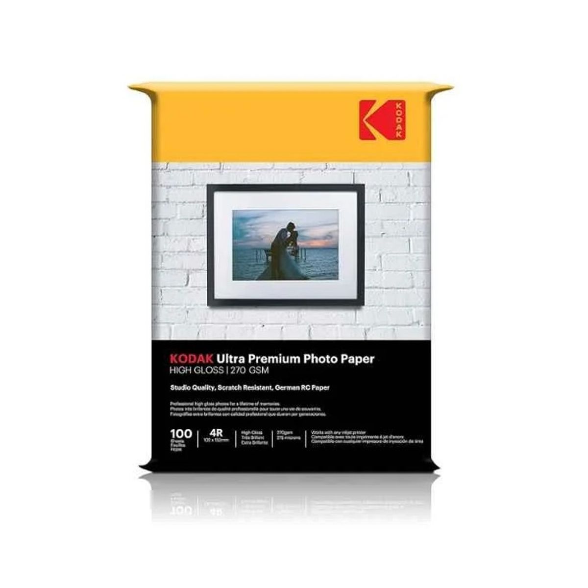 KODAK - Papel Fotográfico Alto Brillo 4R Kodak 270gr 10x15cm x 100uds