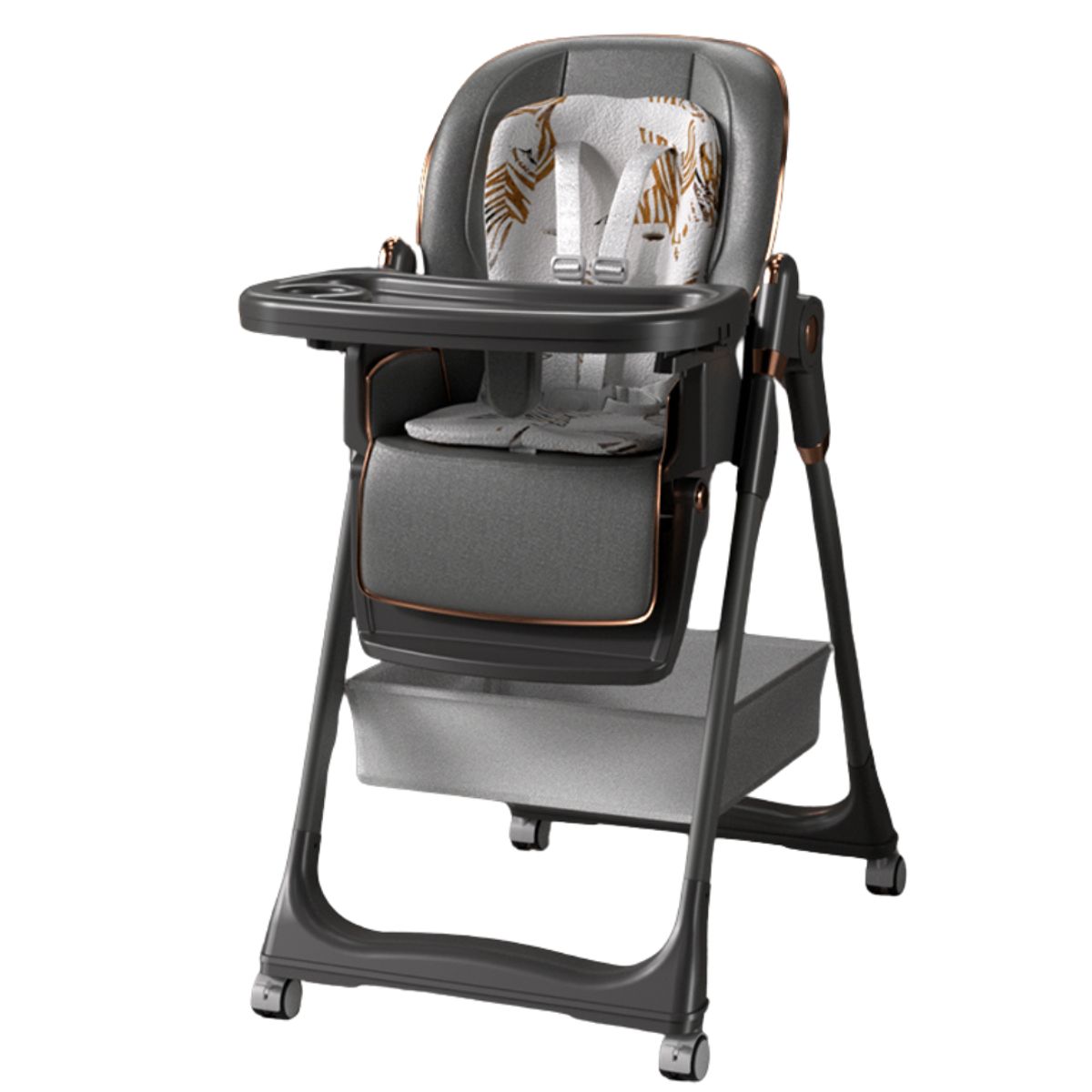 GENERICO - Silla de comer gris multiniveles multifuncional hasta 50 kilos gris con almohada