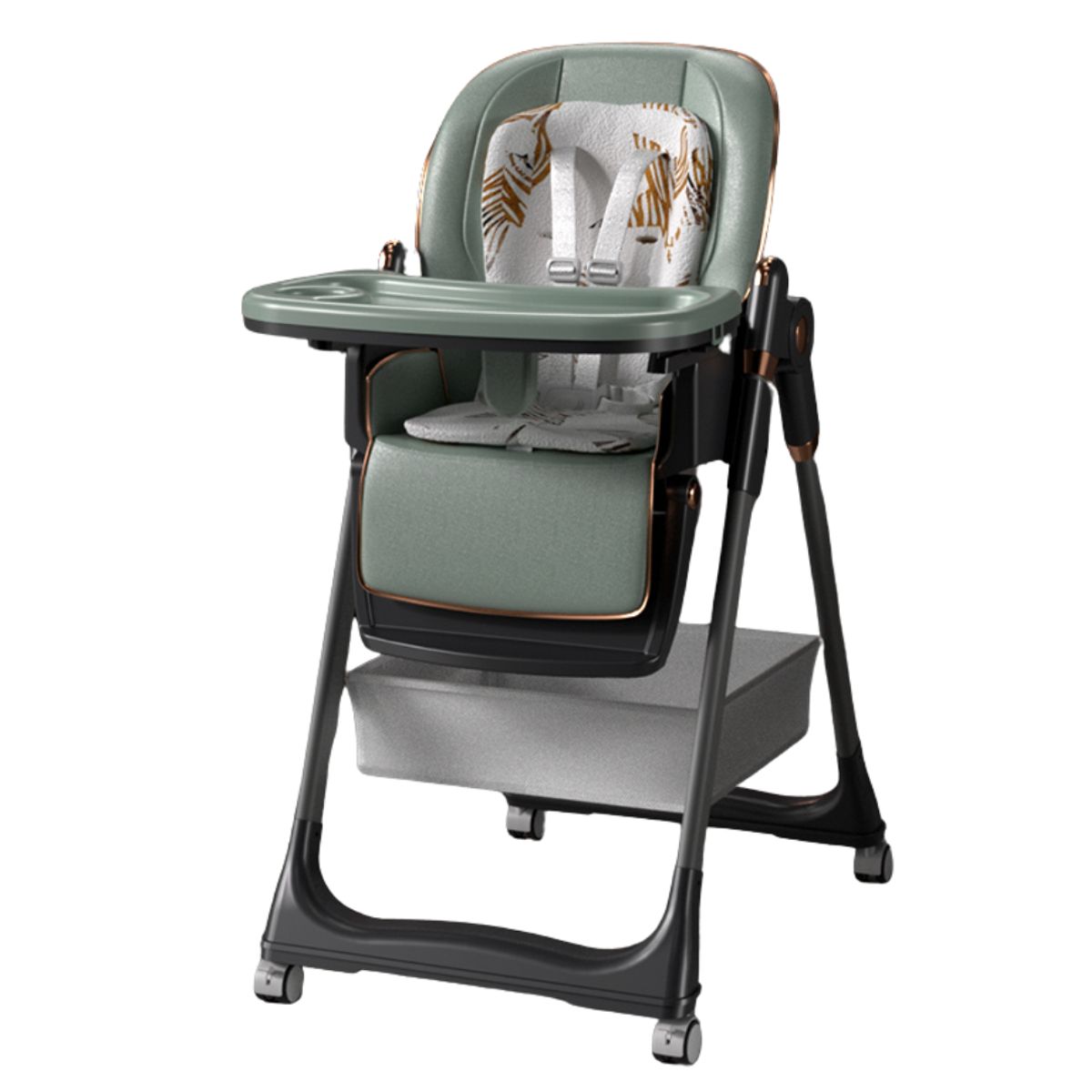 GENERICO - Silla de comer negro/verde multi altura hasta 50 kilos multifuncional