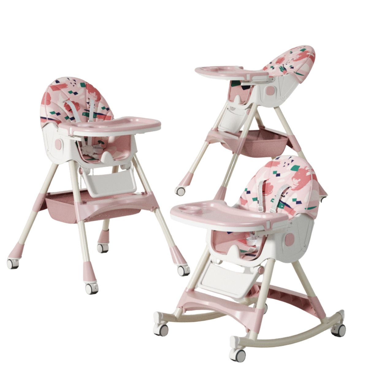 GENERICO - Silla de comer multifuncional balancín rosado con diseño hasta 30 kilos