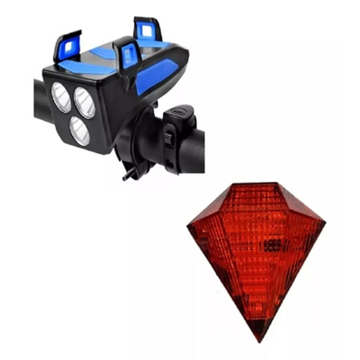 GENERICO - Pack Luz Frontal 4 En 1 Y Luces Traseras Para Bicicletas