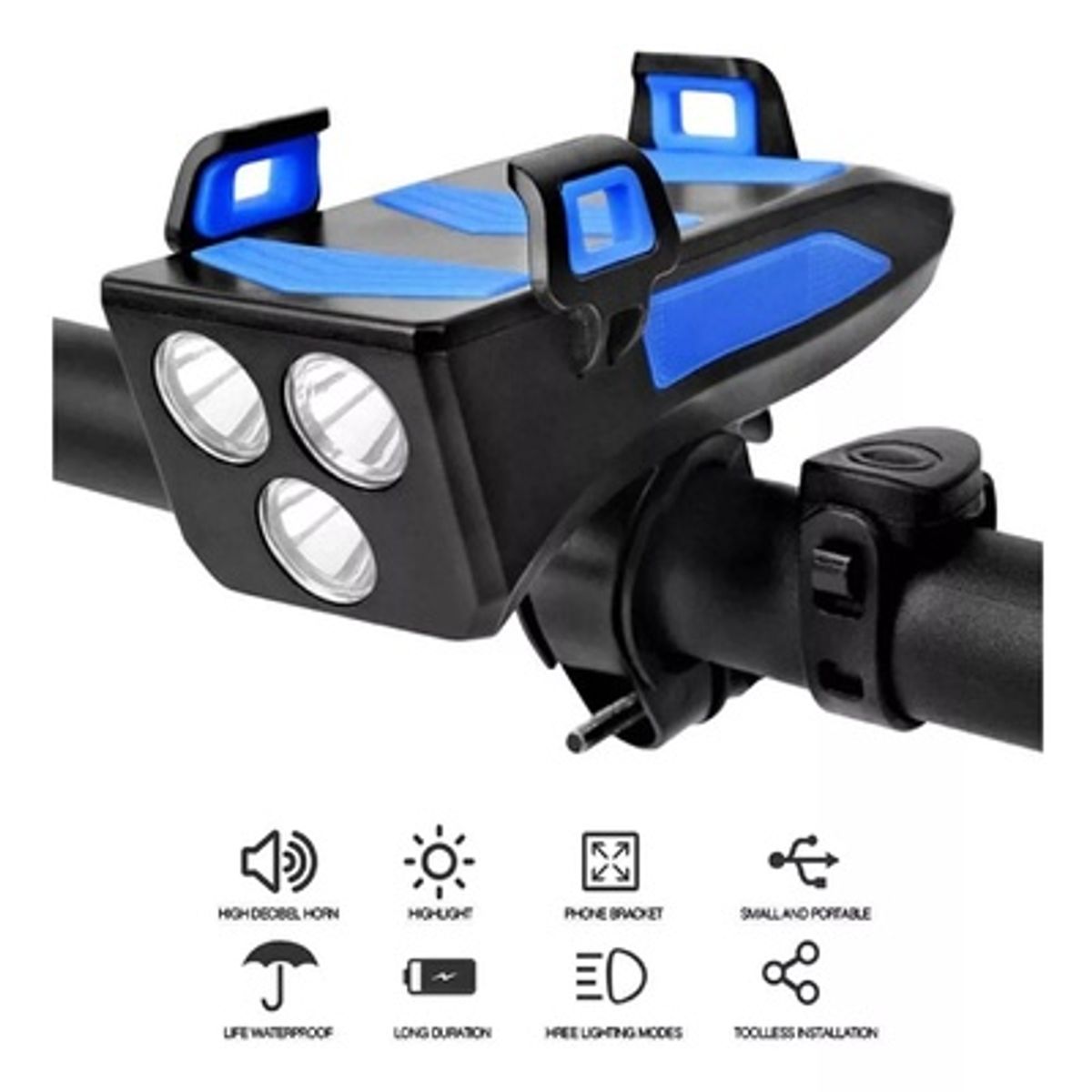 GENERICO - Pack Luz Frontal 4 En 1 Y Luces Traseras Para Bicicletas