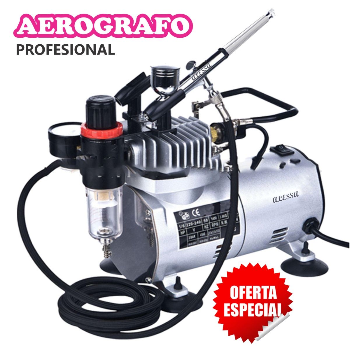 GENERICO - AEROGRAFO PROFESIONAL MULTIUSO ALTA POTENCIA