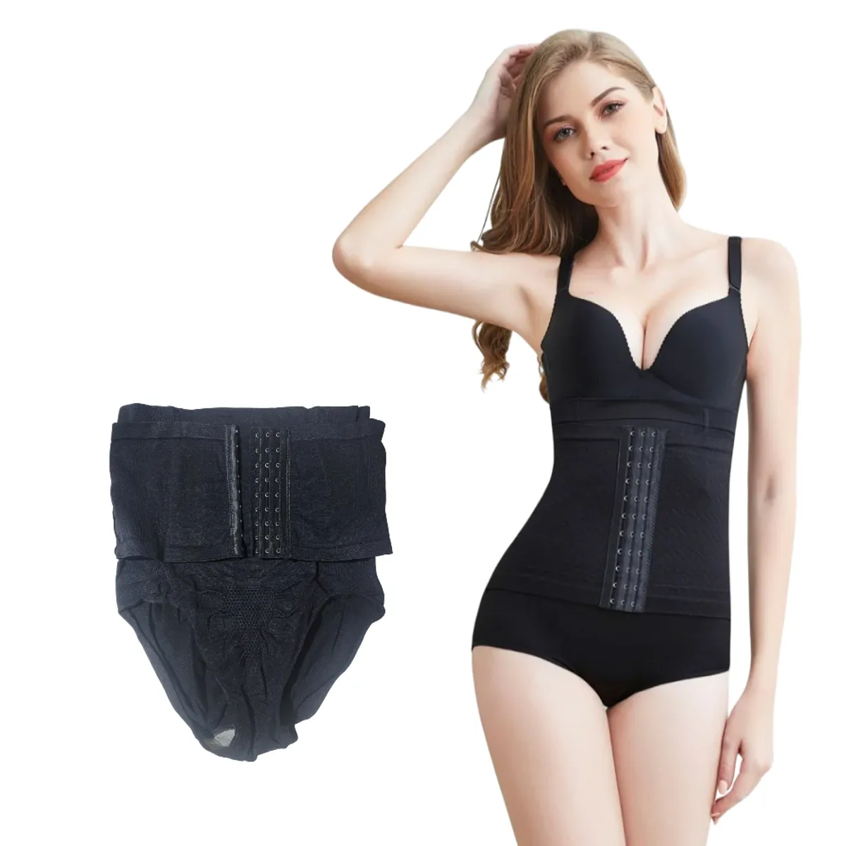 GENERICO - Ropa interior faja con corsé reductor moldeadora de cintura - NEGRO