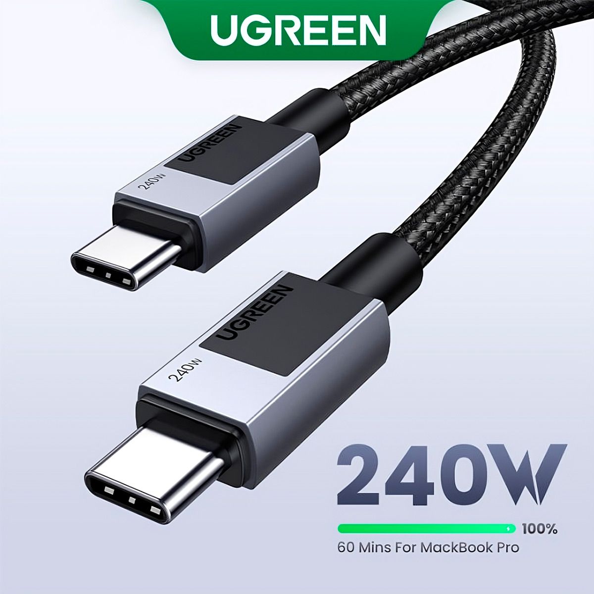 UGREEN - Cable Ugreen Tipo C a Tipo C carga rápida 240w 1metro