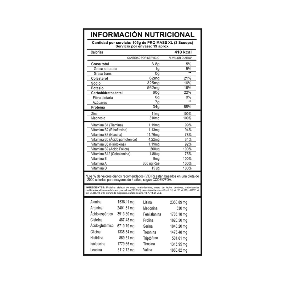 ADN - Proteína Pro mass xl 2kg Vainilla