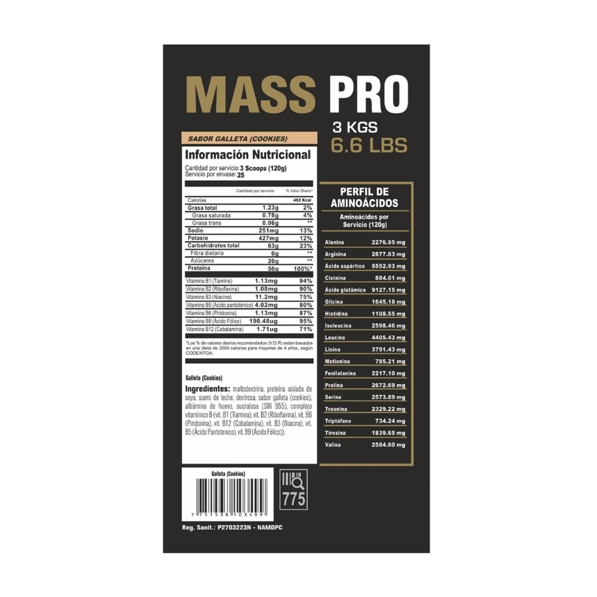 LEVEL PRO - Proteína Mass Pro 3kg Cookies