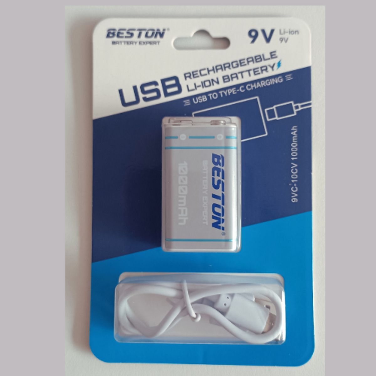 BESTON - BATERIA DE LITIO  USB 9V. 1000 mAh RECARGABLE BESTON TIPO C