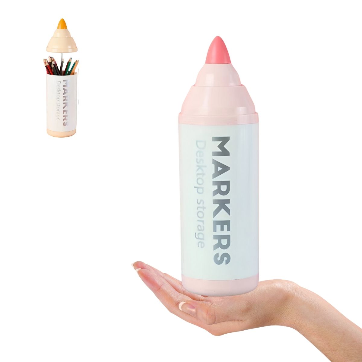 ELMEJORPRECIO - Organizador de Escritorio Lapiceros Modelo Plumón Rosado